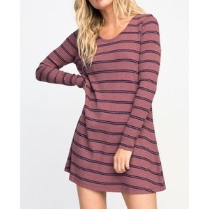 RVCA Striped Long Sleeve Shirt Dress sz med